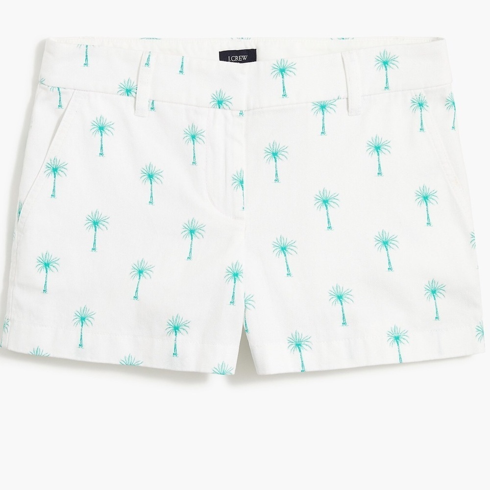 J. Crew White and Green Bermuda Shorts with Tropical Print